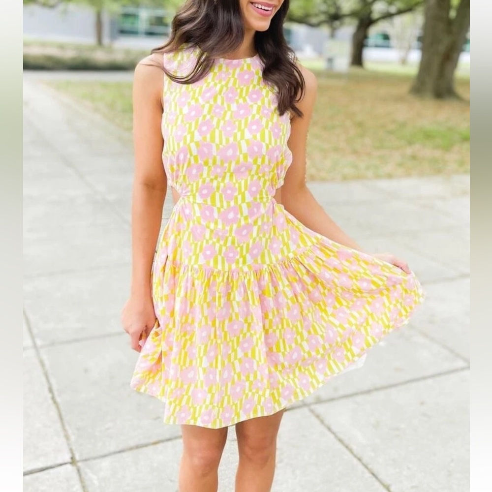 Aakaa Sz Small Flirty Florals Cut Out Waisted Mini Dress‎
